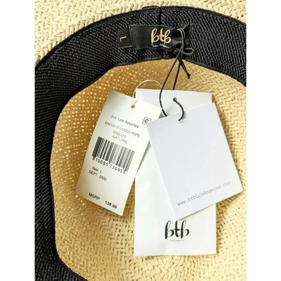 BTB Los Angeles Women's Cassie Rope Studded Hat in Natural Size L (MSRP $138) - Picture 6 of 6